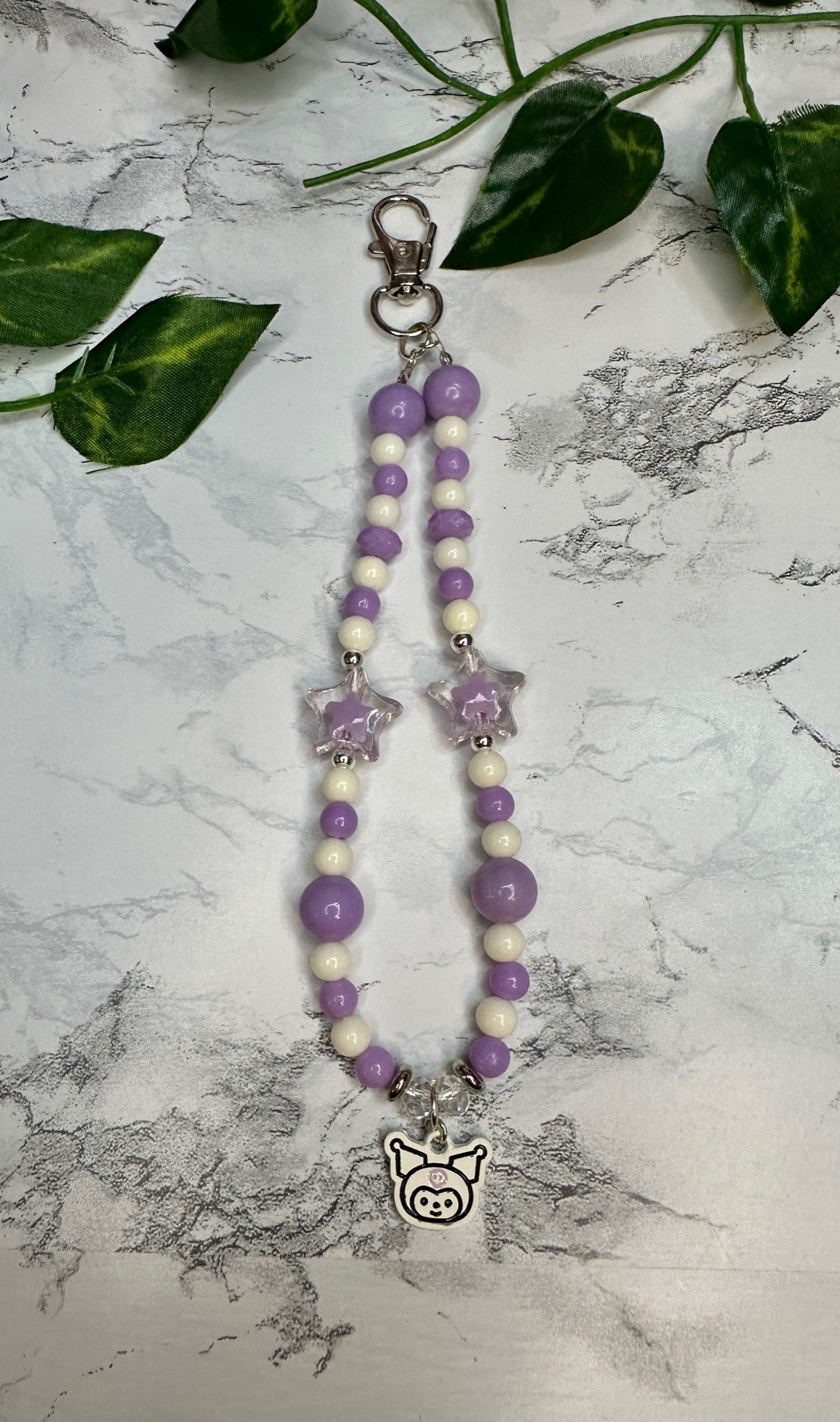 Purple and White Bead Planner Charm