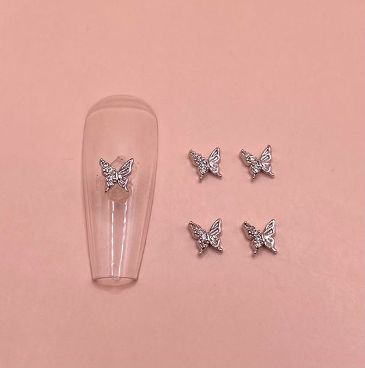 Tiny Silver Butterfly | Zircon Metal Charms